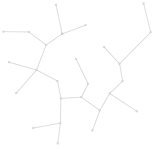 A minimal spanning tree generated using processing and the P5GraphTheory library